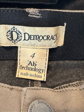 Democracy Taupe Straight Leg Pants with Silver Button